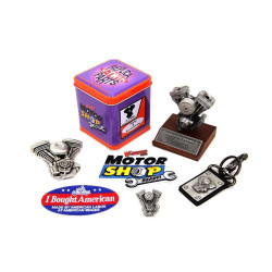 PartzBiz HD VT48-1627 - Authentic Collector Set - พวงกุญแจหัวเข็มขัดเครื่องยนต์ Harley-Davidson จำลอง