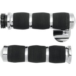 PartzBiz HD AG-MT-IN-AIR-90C-B - Avon 3 Ring w/ Throttle Boss Chrome Air Cushion Hand Grips Indian 14-17 | MT-อิน-แอร์-90C-B