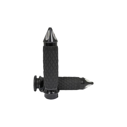 PartzBiz HD: 4423315-Avon Black Ano Spike Diamond Rubber Contour Hand Grips for Harley Throttle By Wire | DIA-65-AN-FL-SP