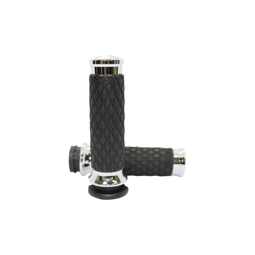 PartzBiz HD: 4423322-Avon Chrome Diamond Rubber Contour Hand Grips for Harley Cable Throttle | DIA-60-CH PartzBiz HD: 4423322-Avon Chrome Diamond Rubber Contour Hand Grips for Harley Cable Throttle | DIA-60-CH