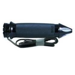 PartzBiz HD AG-CC-86-AN-S-F-HT - Avon Custom Contour Black Anodized Spike Heated Grips Harley Throttle By Wire | CC-86-AN-S-F-HT