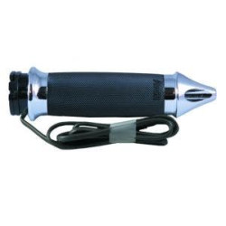 PartzBiz HD AG-CC-85-CH-SPK-HT - Avon Custom Contour Chrome Spike Heated Grips for Harley Cable Models | CC-85-CH-SPK-HT