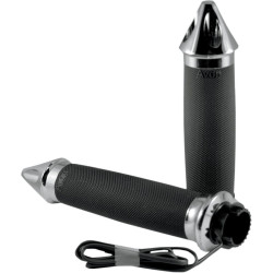 PartzBiz HD AG-MT-IN-CC-85-S-H - Avon Grips Heated Chrome Air Custom Spike Grips สำหรับรุ่นอินเดียปี 2014-2015 | MT-IN-CC-85-SH