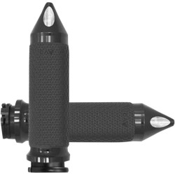PartzBiz HD AG-MF-63A-ANO-SPK - Avon Medium Memory Foam Grips หมวก Spiked สีดำสำหรับ Harley Cable Throttle 84-21 | MF-63A-ANO-SPK