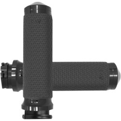 PartzBiz HD AG-MF-63-ANO - Avon Small Memory Foam Grips หมวกทรงกลมสีดำสำหรับ Harley Cable Throttle 84-21 | MF-63-ANO
