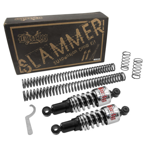PartzBiz HD: 4423153-Burly Brand Chrome Front & Rear Lowering Slammer Kit Harley Touring FLH/T 84-13 | B28-1004