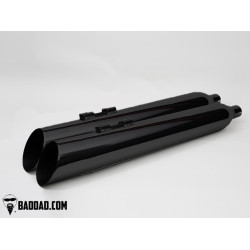 PartzBiz HD BAD-81124-1 - Bad Dad 81124-1 Black Competition Series Dual 4 ” Slip On Pipes Harley FL 95-16 ระบบเชื้อเพลิงเต็ม ฟอกไอเสีย กรองอากาศ จูนเนอร์ Performance best fou