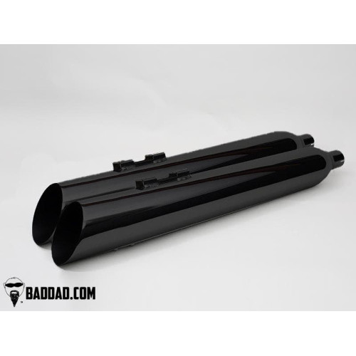 PartzBiz HD: 4423095-Bad Dad 81124-1 Black Competition Series Dual 4" Slip On Pipes Harley FL 95-16 full fuel system exhaust air cleaner filter tuner performance best fou