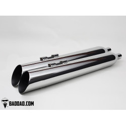 PartzBiz HD BAD-81124-2 - Bad Dad 81124-2 Chrome Competition Series Dual 4 ” Slip On Pipes Harley FL 95-16 ระบบเชื้อเพลิงเต็ม ฟอกไอเสีย กรองอากาศ จูนเนอร์ Performance best fou