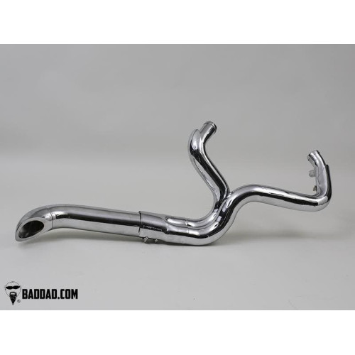 PartzBiz HD: 4423100-Bad Dad 81211-2 Chrome Competition Series 2-into-1 Exhaust for Harley FL 95-19 full fuel system exhaust air cleaner filter tuner performance best fou