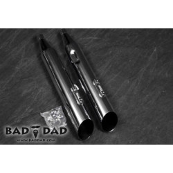 PartzBiz HD BAD-LONG-MFL-CHR - Bad Dad Chrome Long Strokes Mufflers Exhaust Slip-Ons