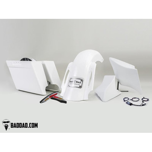 PartzBiz HD: 4422958-Bad Dad Project #1 Complete Summit Fender; Stretched Bags; & Side Covers - 97-22 Harley Touring