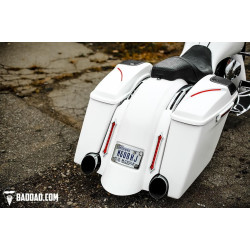 PartzBiz HD BAS-81151-12 - Bad Dad Dual Exhaust Summit Kit w/ Classic Covers 992 Black Taillights 14-Up Harley FL