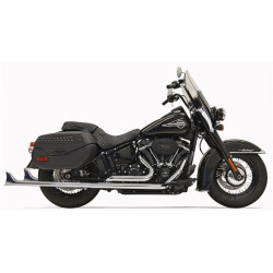 PartzBiz HD DS18002370 - Bassani 1S76E-33 33 ” Chrome Dual Fishtails Exhaust Harley 18-19 Heritage Deluxe ไม่มี Baffle