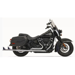 PartzBiz HD DS18002371 - Bassani 1S76E-36 36 ” Chrome Dual Fishtails Exhaust Harley 18-19 Heritage Deluxe ไม่มี Baffle
