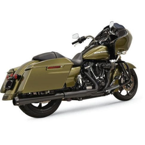 PartzBiz HD: 4422642-Bassani Black Crossover 2-1 Eliminator DNT Megaphone Slip Muffler Harley M8 FLH 17 1F17RB