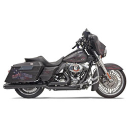 PartzBiz HD DS18001899 - Bassani Black True Dual Down & Under Exhaust w/ 4 " Megaphone Muffler Harley FL | 1F66RB PartzBiz HD DS18001899 - Bassani Black True Dual Down & Under Exhaust w/ 4 " Megaphone Muffler Harley FL | 1F66RB