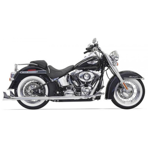 PartzBiz HD: 4422629-Bassani Chrome 33" True Duals Fishtail Mufflers w/ Baffles Harley Softail 07-15 | Bassani