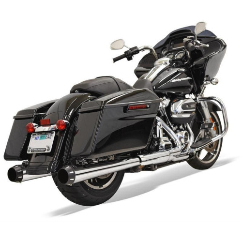 PartzBiz HD: 4422633-Bassani Chrome 4" Slip On Megaphone Style Mufflers Harley 17 Black Tips 1F572R PartzBiz HD: 4422633-Bassani Chrome 4" Slip On Megaphone Style Mufflers Harley 17 Black Tips 1F572R