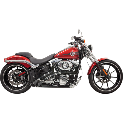 PartzBiz HD: 4422613-Bassani Chrome Radial Sweeper 2:2 Exhaust w/ Black Shields Harley Softail & Dyna | 1SD2FB