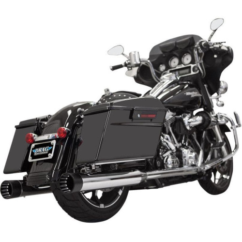 PartzBiz HD: 4422617-Bassani DNT Deep N Throaty Chrome Black Tip 4" Slip On Mufflers Harley Straight - 1F7DNT5