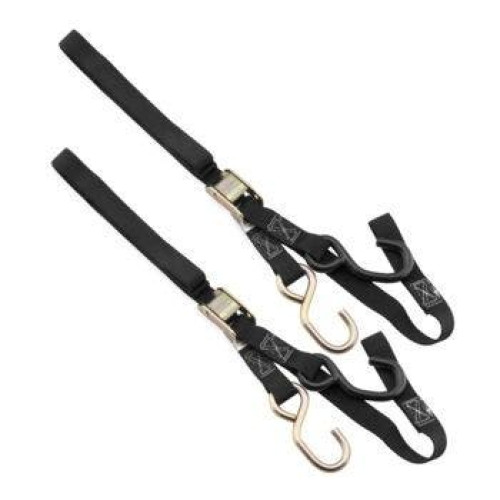 PartzBiz HD: 4422465-BikeMaster 100514 สีดำ 1” x 72” Integrated Soft Hook Tie Downs รถจักรยานยนต์ ATV รถพ่วงขนส่งที่ดีที่สุดสำหรับความแข็งแกร่ง