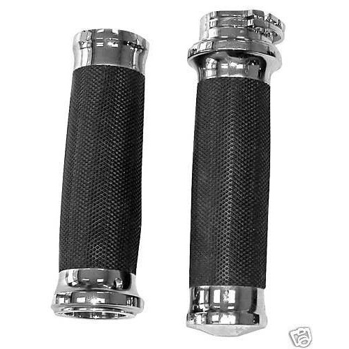 PartzBiz HD: 4422426-Biker's Choice 351120 Chrome Tornado Cable Dual Grips for Harley 1" Bar 82-17