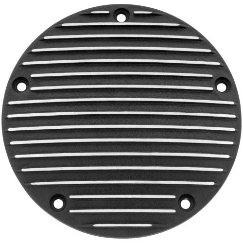 PartzBiz HD: 4422349-Bikers Choice Black Finned 5 Hole Derby Domed Cover Harley Twin Cam 99-16 | 19-006