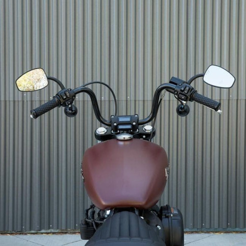 PartzBiz HD: 4422249-Biltwell 6005-2015 Black Chumps 6" Rise 1" Handlebars Notched TBW Harley Custom Street Raked Sport Softail Drag Fat Bob Motorcycle Chopper 0601-4635 06014635