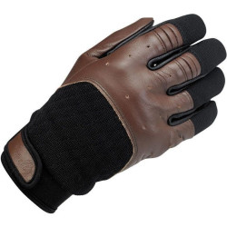 PartzBiz HD DS33012671C - Biltwell Bantam Heavy Duty Brown and Black Leather Riding Gloves (XS-2XL) cowhide suede internal padding abrasion resistance shock isolation outdoors grip stitched adjustable weather hand protection 3301-2674 3301-2673