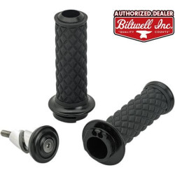 PartzBiz HD DS06302320 - Biltwell Black 6604-201-01 Black Alumicore 1 ” ชุดปลอกแฮนด์ Dual Cable Harley Fit | 6604-201-01