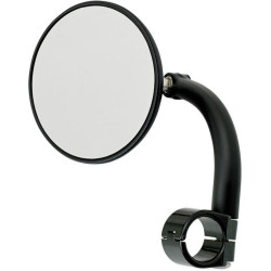 PartzBiz HD DS06400990 - Biltwell Black Round Utility Mirrors Clamp-On Mounts 1” บาร์สำหรับ Harley (ea) | UM-CIR-01-BK