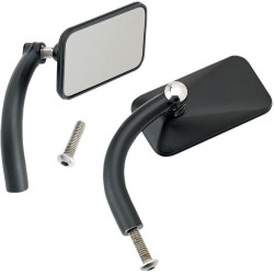 PartzBiz HD DS06401000 - Biltwell Black Square Utility Mirrors Perch Mount สำหรับ Harley Metric Custom (pr) | อัพ-บันทึก-HD-BK