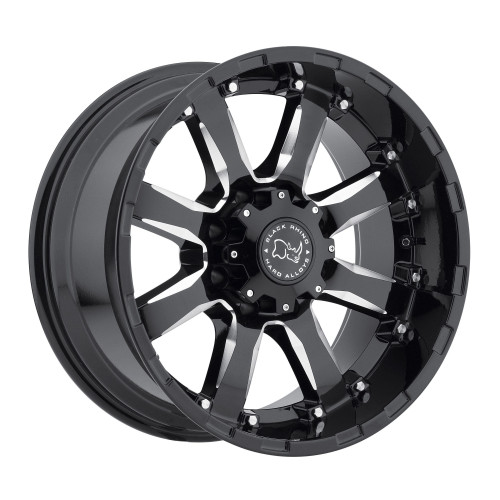 PartzBiz HD: 4421907-Black Rhino Wheels Sierra Gloss Black & Milled 17X9 5X5 5X127 ET -12mm Offset Rim Jeep Wrangler JK JL JT Gladiator Grand Cherokee WJ WK WK2 Commander Wheels Rims Upgrade 5x127 5 Lug Offroad 4x4
