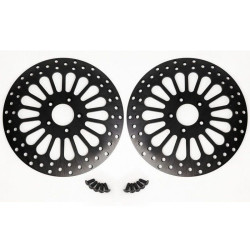PartzBiz HD M-RT-2100Z x 2 \ EP-BLK-ROTOR-FT x2 - DNA Black Super Spoke Dual Front 11.5 ดิสก์โรเตอร์ Harley Touring FLH/T