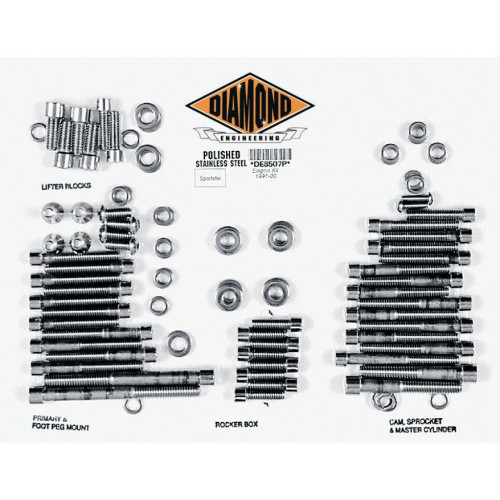 PartzBiz HD: 4421863-ชุดน็อตเครื่องยนต์สแตนเลสขัดเงา Diamond Engineering OEM Sportster 91-03 | DE8507P PartzBiz HD: 4421863-ชุดน็อตเครื่องยนต์สแตนเลสขัดเงา Diamond Engineering OEM Sportster 91-03 | DE8507P