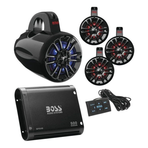 PartzBiz HD: 4421808-Boss Audio Systems ชุดเครื่องเสียง RGB ที่ควบคุมจากระยะไกลด้วย Bluetooth สากล UNI4RGB PartzBiz HD: 4421808-Boss Audio Systems ชุดเครื่องเสียง RGB ที่ควบคุมจากระยะไกลด้วย Bluetooth สากล UNI4RGB
