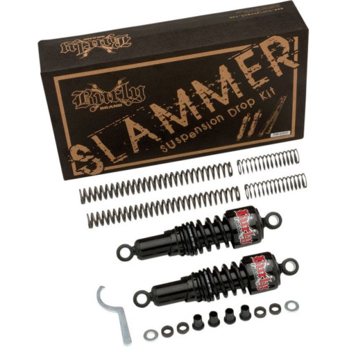 PartzBiz HD: 4421710-Burly Black Front Rear Lowering Slammer Kit Harley 06-16 Dyna excl FXDWG FLD | B28-1003B