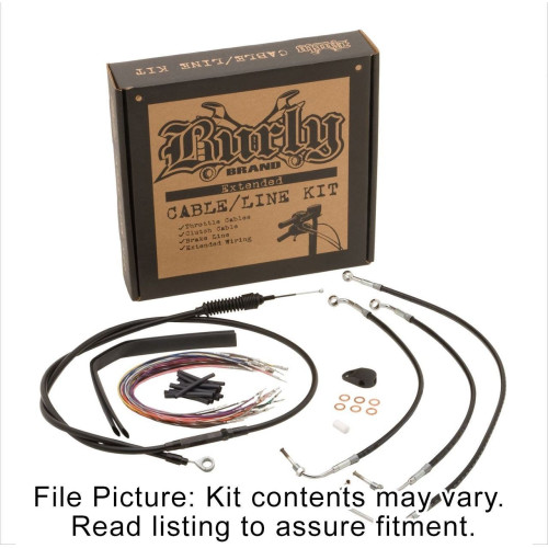 PartzBiz HD: 4421717-Burly Black Vinyl Extended Cable Kit for 13" Bars Harley Touring W/ABS Non CVO | B30-1048 PartzBiz HD: 4421717-Burly Black Vinyl Extended Cable Kit for 13" Bars Harley Touring W/ABS Non CVO | B30-1048