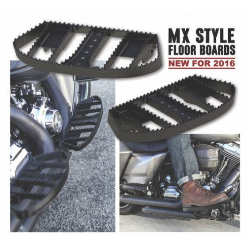 PartzBiz HD: 4421583-Burly Brand Black MX Style Driver Rider Floorboards Harley FLH FLST FLD B13-1050B