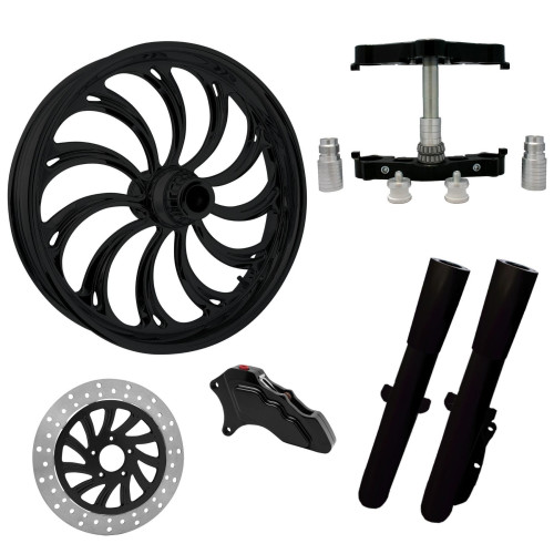 PartzBiz HD: 4421404-Calypso Black 23" Wheel Tire Single Side w/ Raked Triple Trees Lowers & Sliders | CALYPSO-SNGL-BLK-KIT-23PCKG