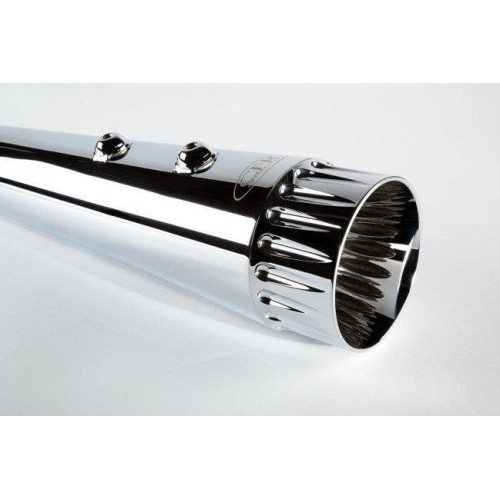 PartzBiz HD: 4421383-Cary Faas CFR 4 1/2" Chrome Double Fluted Megaphone Tapered Mufflers Harley 2017 | FLH012-7C