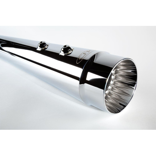 PartzBiz HD: 4421386-Cary Faas CFR 4 1/2" Chrome Smooth Fluted Megaphone Tapered Mufflers Harley FLH | CFR-FL002C PartzBiz HD: 4421386-Cary Faas CFR 4 1/2" Chrome Smooth Fluted Megaphone Tapered Mufflers Harley FLH | CFR-FL002C
