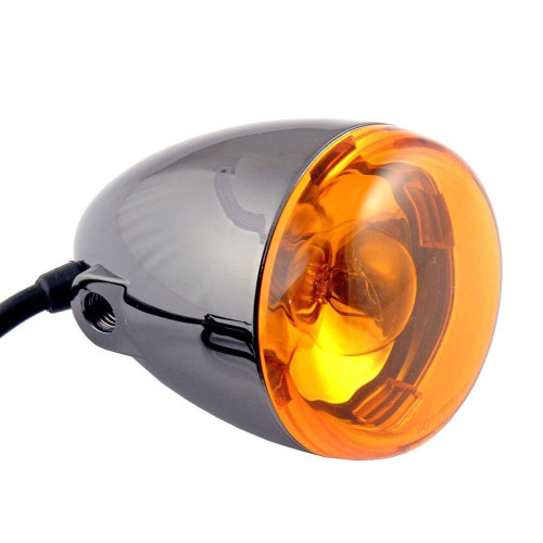 PartzBiz HD: 4421368-Chris Products 8500A-BN สีดำนิกเกิลอำพัน Bullet Style Universal 12V ไฟเลี้ยวรถจักรยานยนต์ชุดไฟแต่ละดวงไฟกระพริบ Flasher สีส้ม Harley เมตริก CUSTOM Power Sports