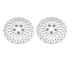 PartzBiz HD M-RT-1100 x2 - Chrome 11.8" Spoke Front Brake Rotors Pair Harley Dyna Street Road Glide 08-Up PartzBiz HD M-RT-1100 x2 - Chrome 11.8" Spoke Front Brake Rotors Pair Harley Dyna Street Road Glide 08-Up
