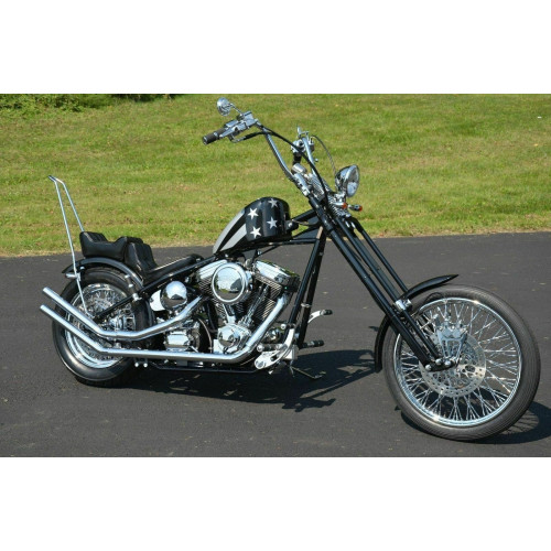 PartzBiz HD: 4421330-Chrome 33" Round Sissy Bar Harley Chopper Bobber Rigid 6" Flat Fender 50-0851 Chrome Round 33" Tall Sissy Bar Harley Chopper Bobber Rigid 6" Rear Flat Fender