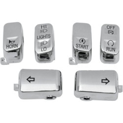 PartzBiz HD DS06160128 - Drag Chrome 6 Piece Handlebar Control Switch Key Cap Set Dyna Softail XL FLHT | Drag Specialties PartzBiz HD DS06160128 - Drag Chrome 6 Piece Handlebar Control Switch Key Cap Set Dyna Softail XL FLHT | Drag Specialties