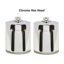 PartzBiz HD MU87180 (x2) - กรองน้ำมันเครื่อง Chrome Hex Head 4 Pack 87180 Harley Big Twin XL Repl. 63798-99A