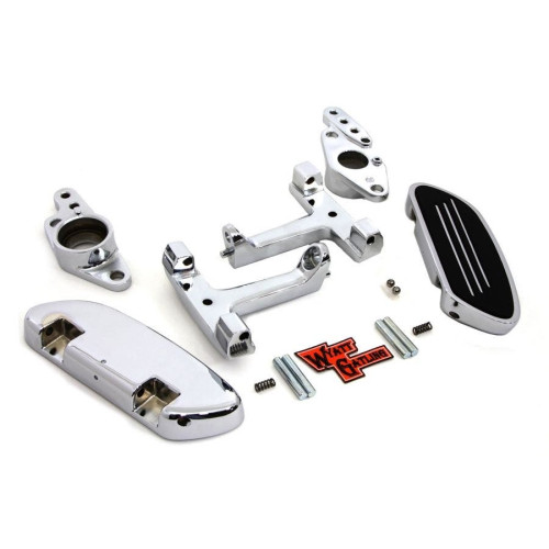 PartzBiz HD: 4421225-Chrome Mini Passenger Footboard Set w/ Swingarm Mount Harley Touring 82-06 PartzBiz HD: 4421225-Chrome Mini Passenger Footboard Set w/ Swingarm Mount Harley Touring 82-06