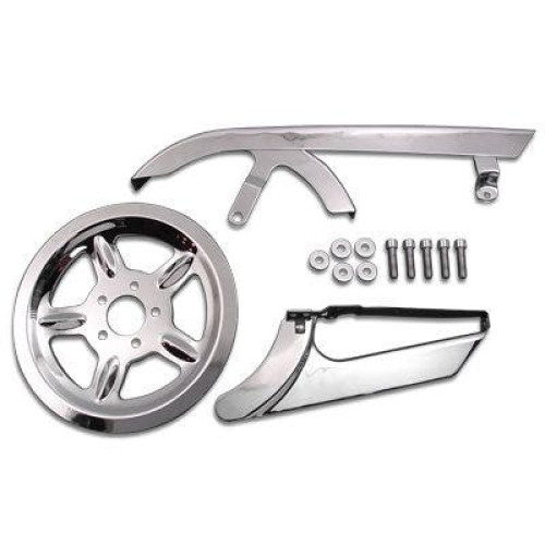 PartzBiz HD: 4421212-Chrome Rear Upper & Lower Belt Guard Pulley Cover Kit Harley XL 04-16 27-0619 PartzBiz HD: 4421212-Chrome Rear Upper & Lower Belt Guard Pulley Cover Kit Harley XL 04-16 27-0619